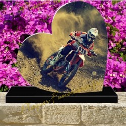 PLAQUE FUNÉRAIRE COEUR PLEXI MOTO CROSS 00702