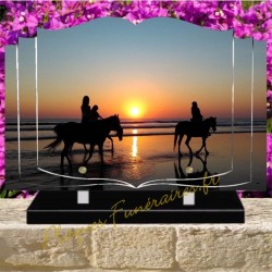 PLAQUE FUNÉRAIRE LIVRE PLEXI CHEVAUX W00301