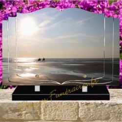 PLAQUE FUNÉRAIRE LIVRE PLEXI CHEVAUX W00311