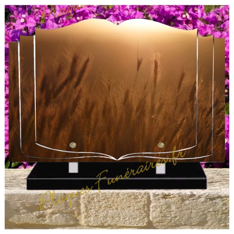 PLAQUE FUNÉRAIRE LIVRE PLEXI CHAMP DE BLÉ W00414 PLAQUE FUNÉRAIRE LIVRE PLEXI CHAMP DE BLÉ W00414
