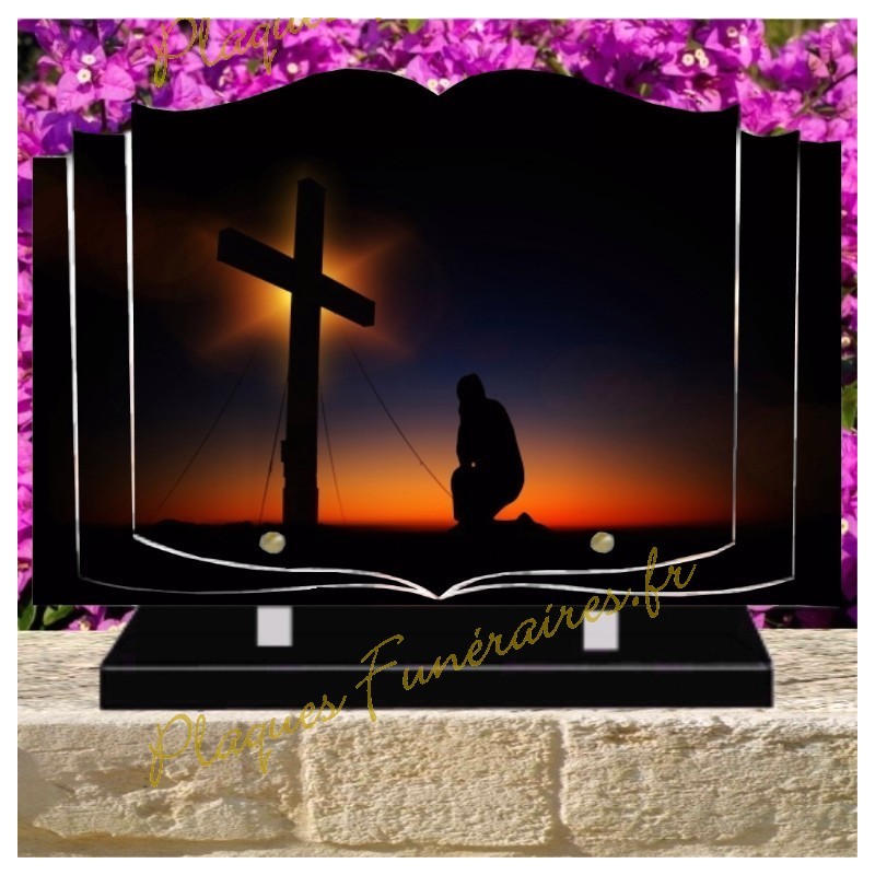 PLAQUE FUNÉRAIRE LIVRE PLEXI CROIX W00602 PLAQUE FUNÉRAIRE LIVRE PLEXI CROIX W00602