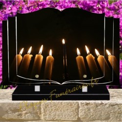 PLAQUE FUNÉRAIRE LIVRE PLEXI MENORAH HANUKKAH W00609