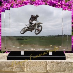 PLAQUE FUNÉRAIRE LIVRE PLEXI MOTO CROSS W00700