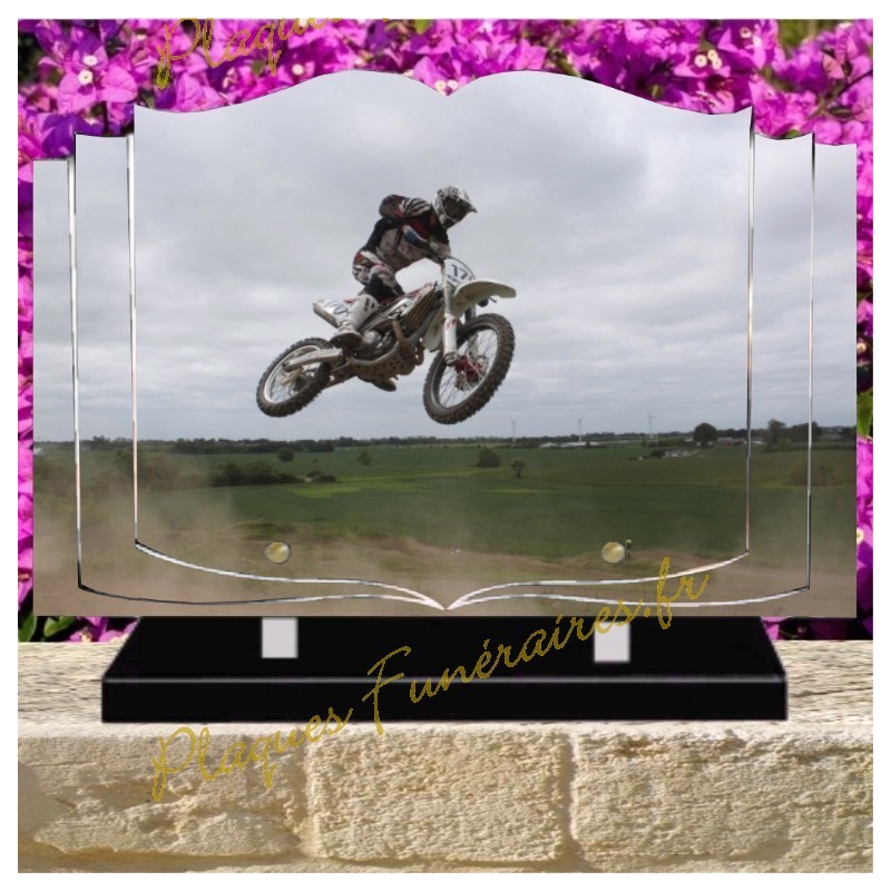 PLAQUE FUNÉRAIRE LIVRE PLEXI MOTO CROSS W00700