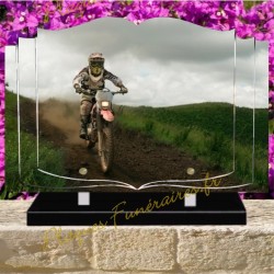 PLAQUE FUNÉRAIRE LIVRE PLEXI MOTO CROSS W00701