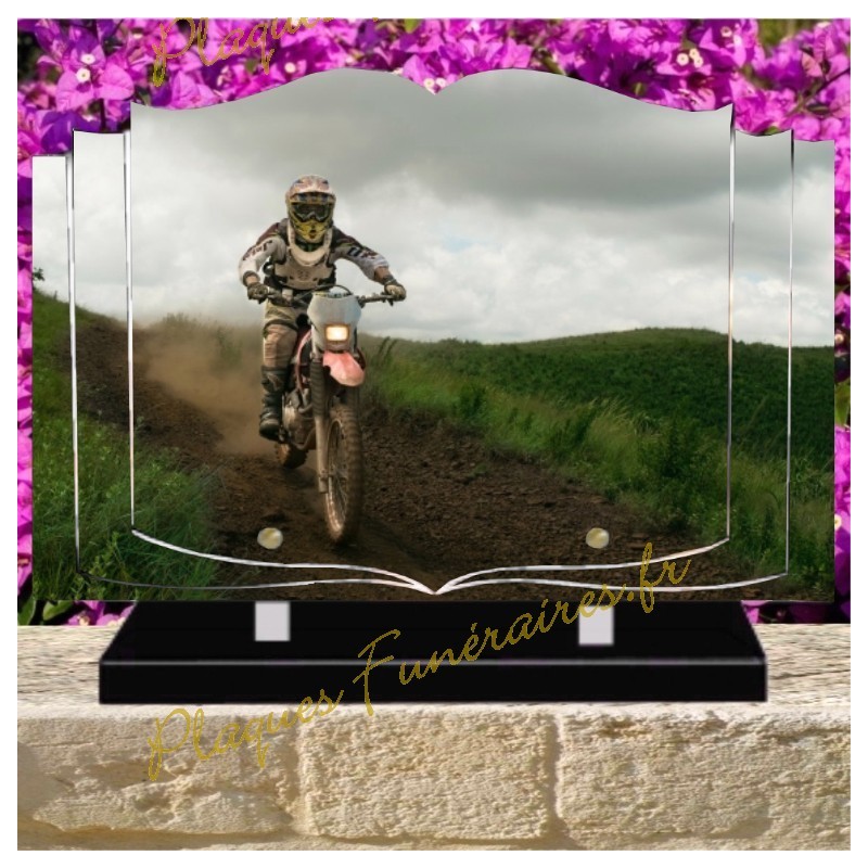 PLAQUE FUNÉRAIRE LIVRE PLEXI MOTO CROSS W00701