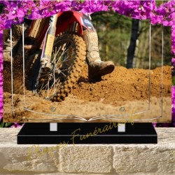 PLAQUE FUNÉRAIRE LIVRE PLEXI MOTO CROSS W00704