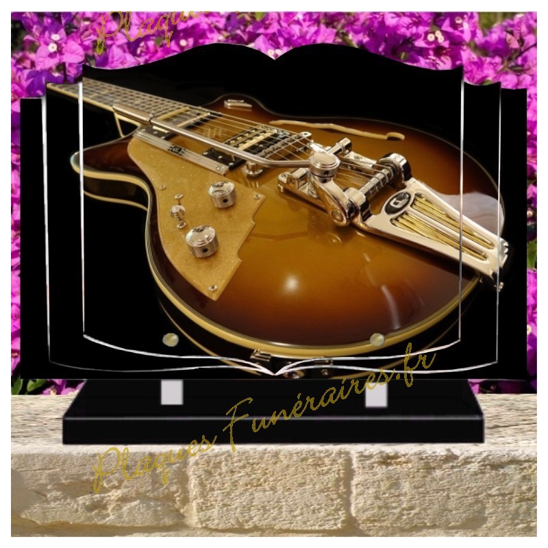 PLAQUE FUNÉRAIRE LIVRE PLEXI GUITARE ELECTRIQUE W00801