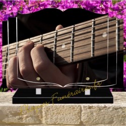 PLAQUE FUNÉRAIRE LIVRE PLEXI GUITARISTE W00804