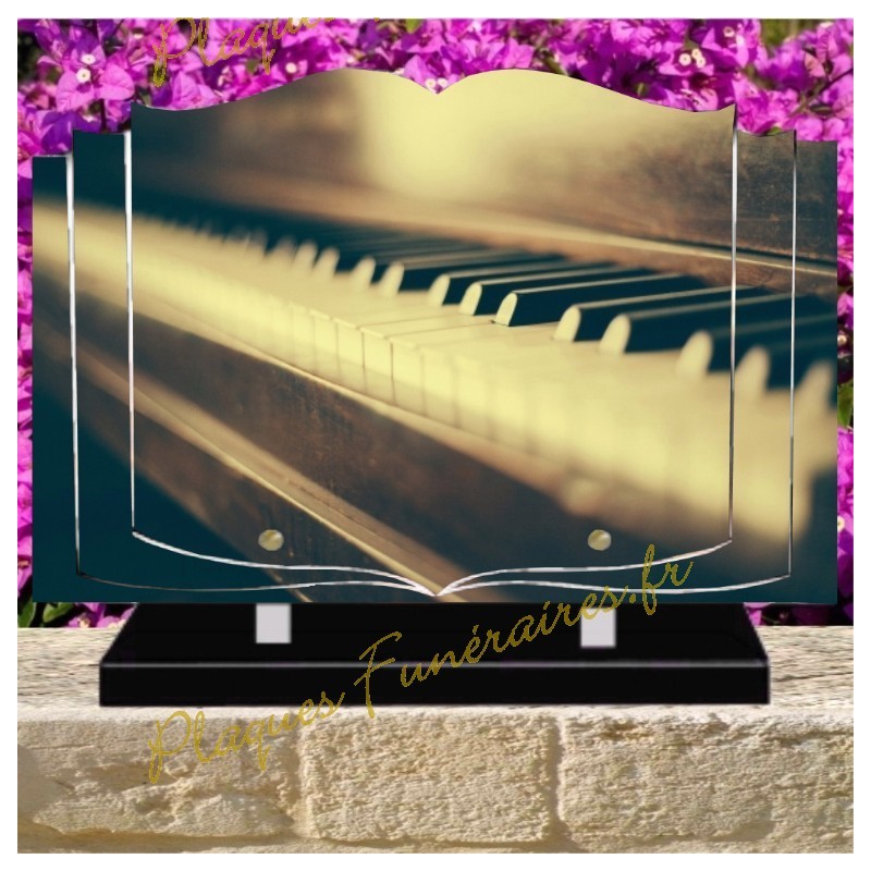 PLAQUE FUNÉRAIRE LIVRE PLEXI PIANO W00806