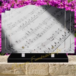 PLAQUE FUNÉRAIRE LIVRE PLEXI PARTITION MUSICIEN W00810