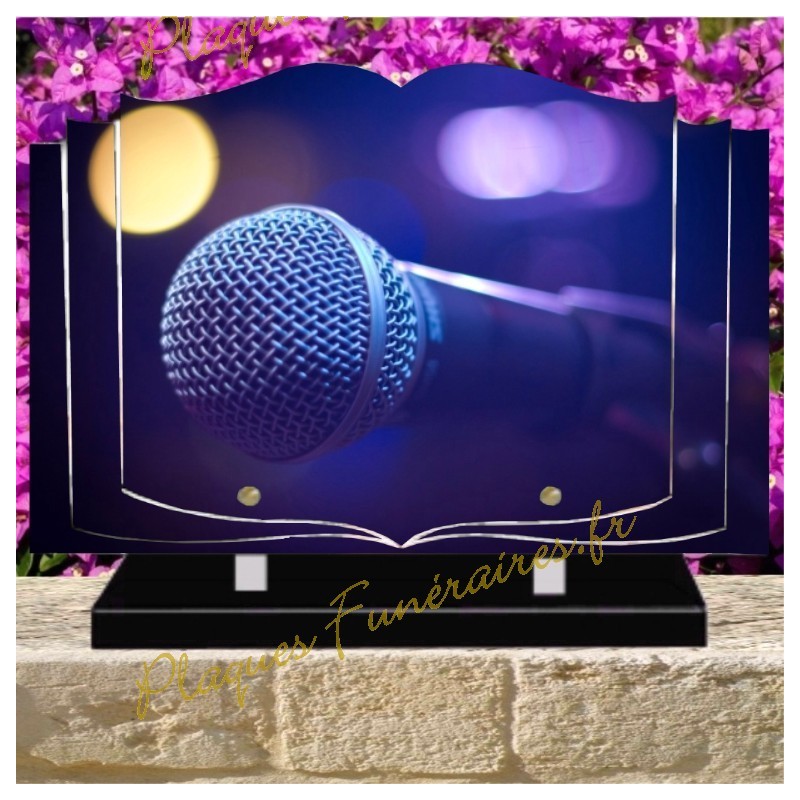 PLAQUE FUNÉRAIRE LIVRE PLEXI CHANTEUSE CHANTEUR W00811 PLAQUE FUNÉRAIRE LIVRE PLEXI CHANTEUSE CHANTEUR W00811