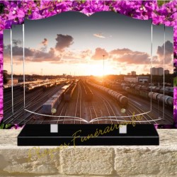 PLAQUE FUNÉRAIRE LIVRE PLEXI TRAIN W01402