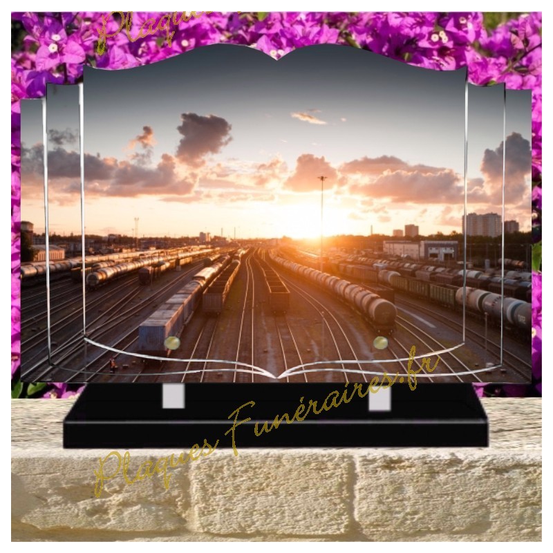 PLAQUE FUNÉRAIRE LIVRE PLEXI TRAIN W01402 PLAQUE FUNÉRAIRE LIVRE PLEXI TRAIN W01402
