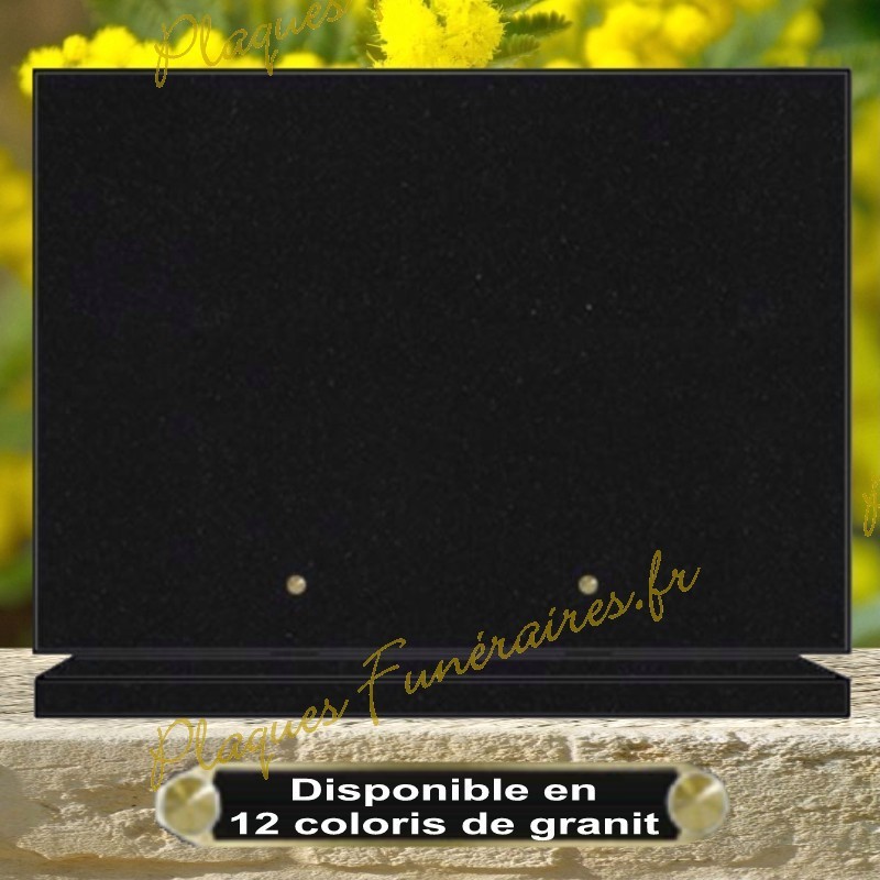 PLAQUE FUNÉRAIRE GRANIT NOIR MARLIN RECTANGULAIRE SUR SOCLE