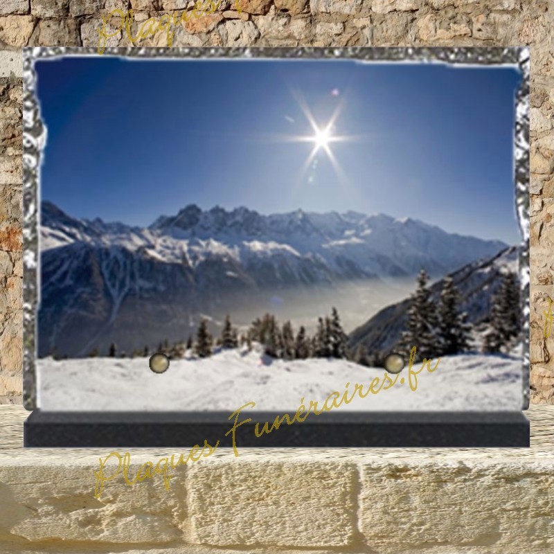 PLAQUE FUNÉRAIRE LAVE ÉMAILLÉE MONTAGNE NEIGE PLAQUE FUNÉRAIRE LAVE ÉMAILLÉE MONTAGNE NEIGE