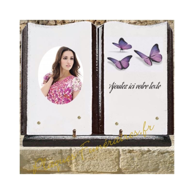 PLAQUE FUNÉRAIRE LAVE ÉMAILLÉE GRAND LIVRE PERSONNALISABLE PLAQUE FUNÉRAIRE LAVE ÉMAILLÉE GRAND LIVRE PERSONNALISABLE