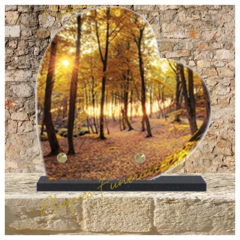 PLAQUE FUNÉRAIRE COEUR LAVE EMAILLEE NATURE SOUS BOIS PLAQUE FUNÉRAIRE COEUR LAVE EMAILLEE NATURE SOUS BOIS