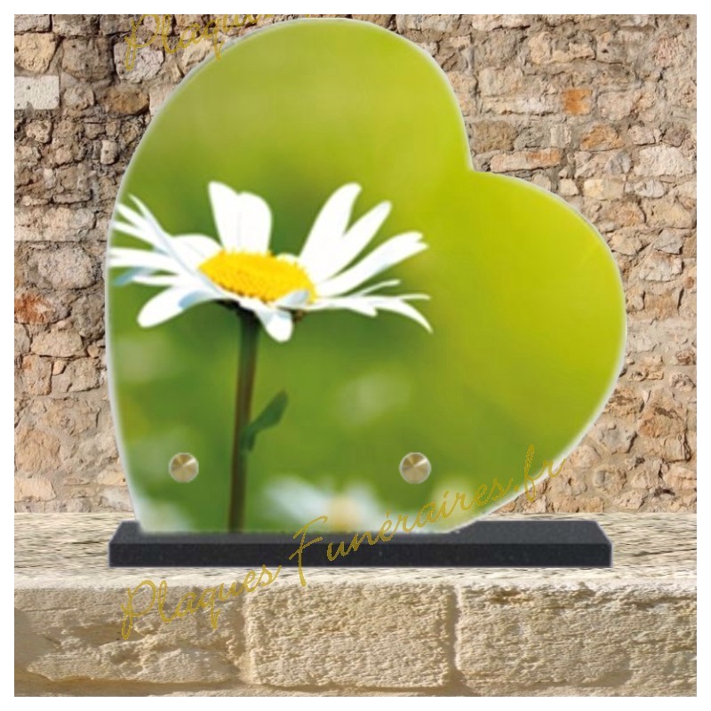 PLAQUE FUNÉRAIRE CŒUR LAVE ÉMAILLÉE MARGUERITE PLAQUE FUNÉRAIRE CŒUR LAVE ÉMAILLÉE MARGUERITE