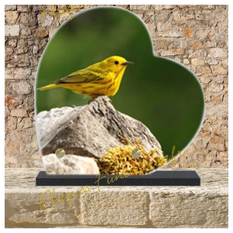 PLAQUE FUNÉRAIRE CŒUR LAVE ÉMAILLÉE OISEAU PLAQUE FUNÉRAIRE CŒUR LAVE ÉMAILLÉE OISEAU