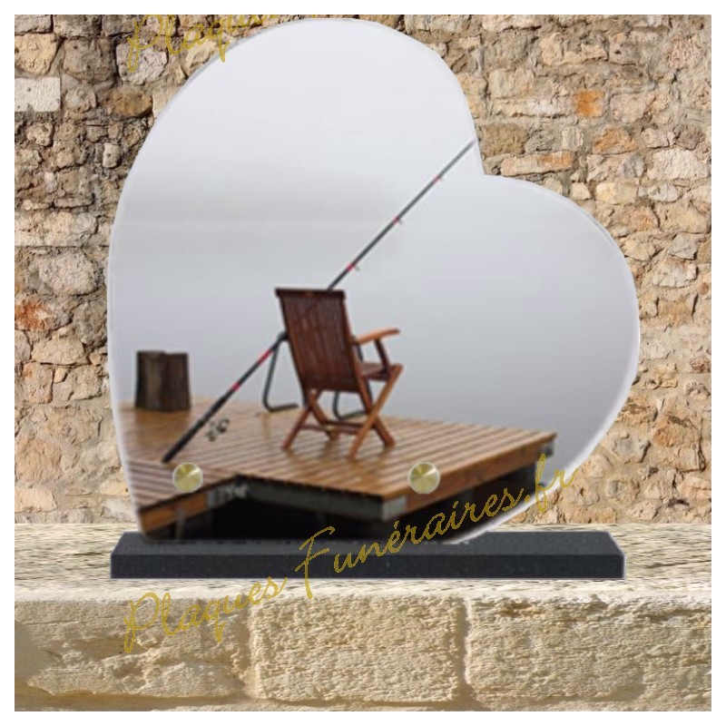 PLAQUE FUNÉRAIRE CŒUR LAVE ÉMAILLÉE PÊCHE PLAQUE FUNÉRAIRE CŒUR LAVE ÉMAILLÉE PÊCHE