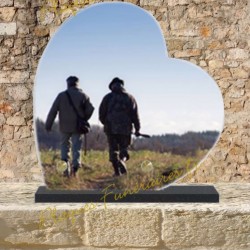 PLAQUE FUNÉRAIRE CŒUR LAVE ÉMAILLÉE CHASSEURS