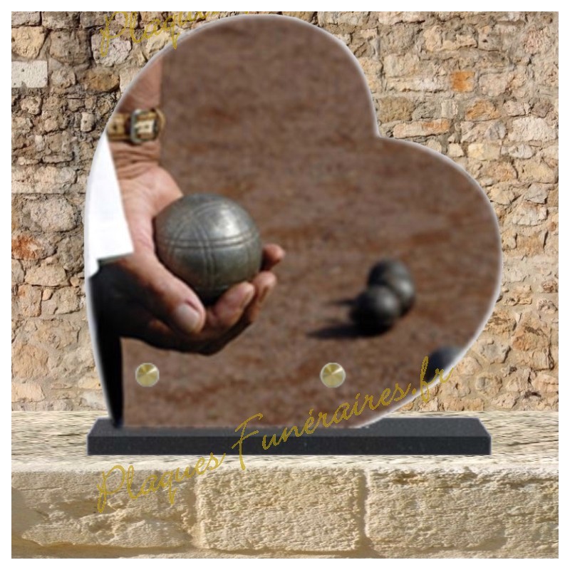 PLAQUE FUNÉRAIRE CŒUR LAVE ÉMAILLÉE PETANQUE PLAQUE FUNÉRAIRE CŒUR LAVE ÉMAILLÉE PETANQUE