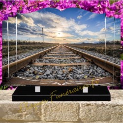 PLAQUE FUNÉRAIRE LIVRE PLEXI TRAIN W01400