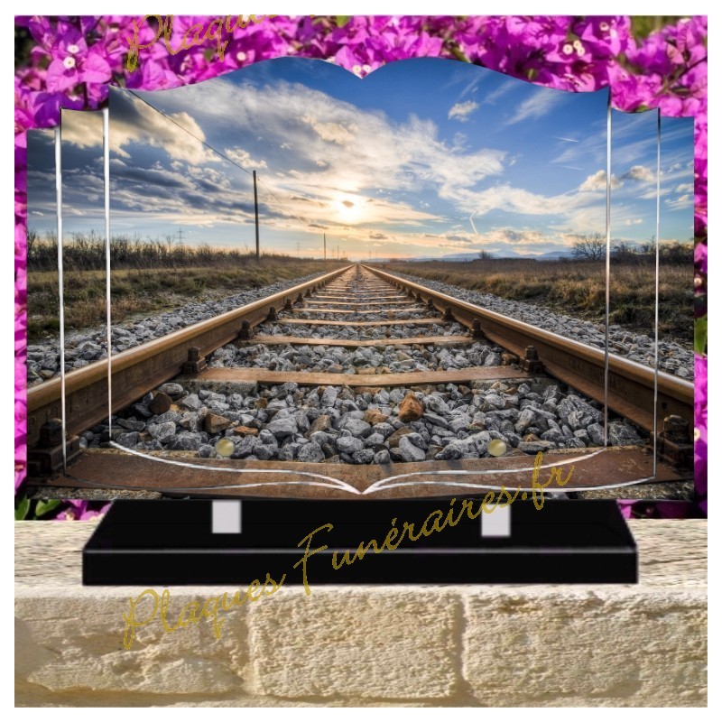 PLAQUE FUNÉRAIRE LIVRE PLEXI TRAIN W01400