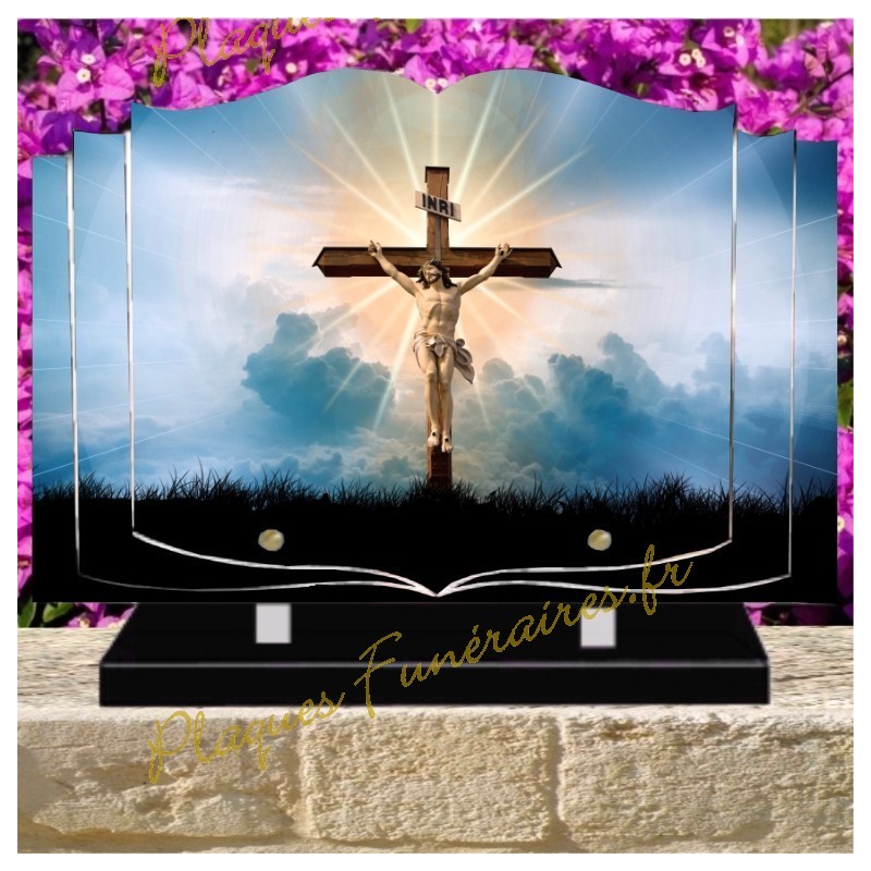 PLAQUE FUNÉRAIRE LIVRE PLEXI CHRIST CROIX W00603 PLAQUE FUNÉRAIRE LIVRE PLEXI CHRIST CROIX W00603