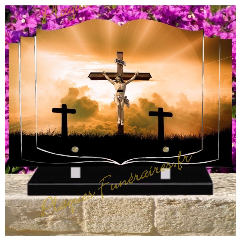 PLAQUE FUNÉRAIRE LIVRE PLEXI CROIX CHRIST W00606 PLAQUE FUNÉRAIRE LIVRE PLEXI CROIX CHRIST W00606