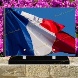 PLAQUE FUNÉRAIRE PLEXI DRAPEAU FRANÇAIS W302