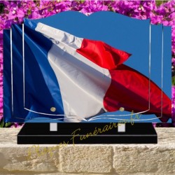 PLAQUE FUNÉRAIRE LIVRE PLEXI DRAPEAU FRANCAIS W002