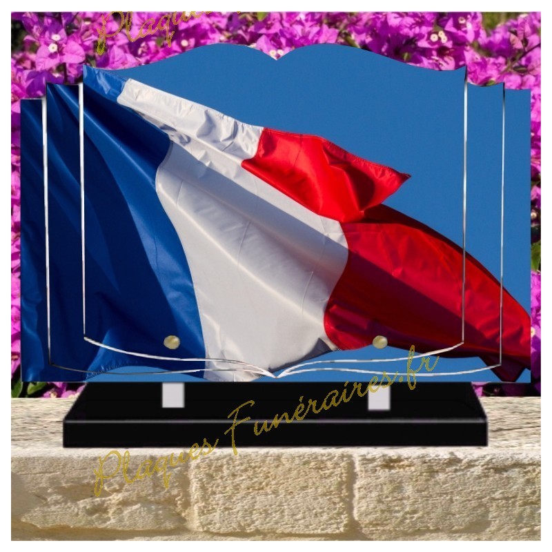 PLAQUE FUNÉRAIRE LIVRE PLEXI DRAPEAU FRANCAIS W002