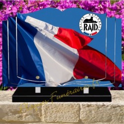 PLAQUE FUNÉRAIRE LIVRE PLEXI POLICE NATIONALE RAID W009