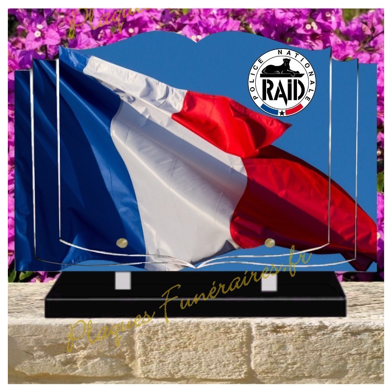 PLAQUE FUNÉRAIRE LIVRE PLEXI POLICE NATIONALE RAID W009