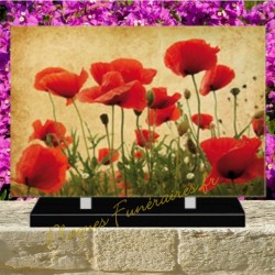 PLAQUE FUNÉRAIRE PLEXI COQUELICOTS 0218