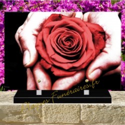 PLAQUE FUNÉRAIRE PLEXI ROSE AMOUR 0231