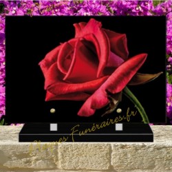 PLAQUE FUNÉRAIRE PLEXI ROSE ROUGE 0232