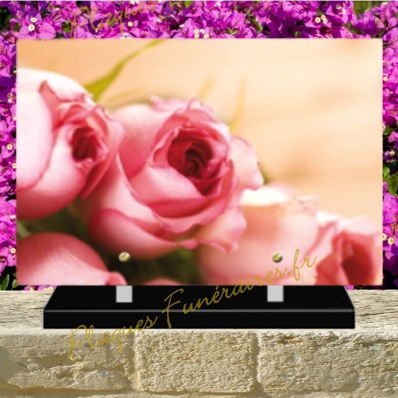 PLAQUE FUNÉRAIRE PLEXI ROSE ROSE 0233