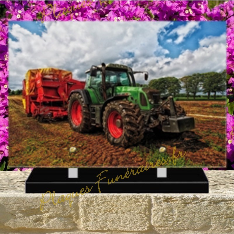 PLAQUE FUNÉRAIRE PLEXI TRACTEUR 0265