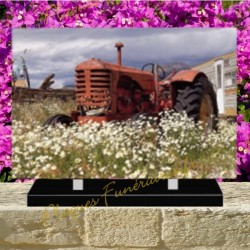 PLAQUE FUNÉRAIRE PLEXI TRACTEUR 0266