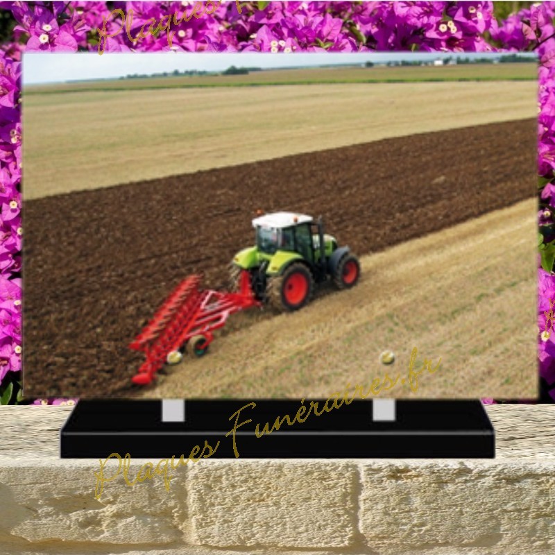 PLAQUE FUNÉRAIRE PLEXI TRACTEUR 0267