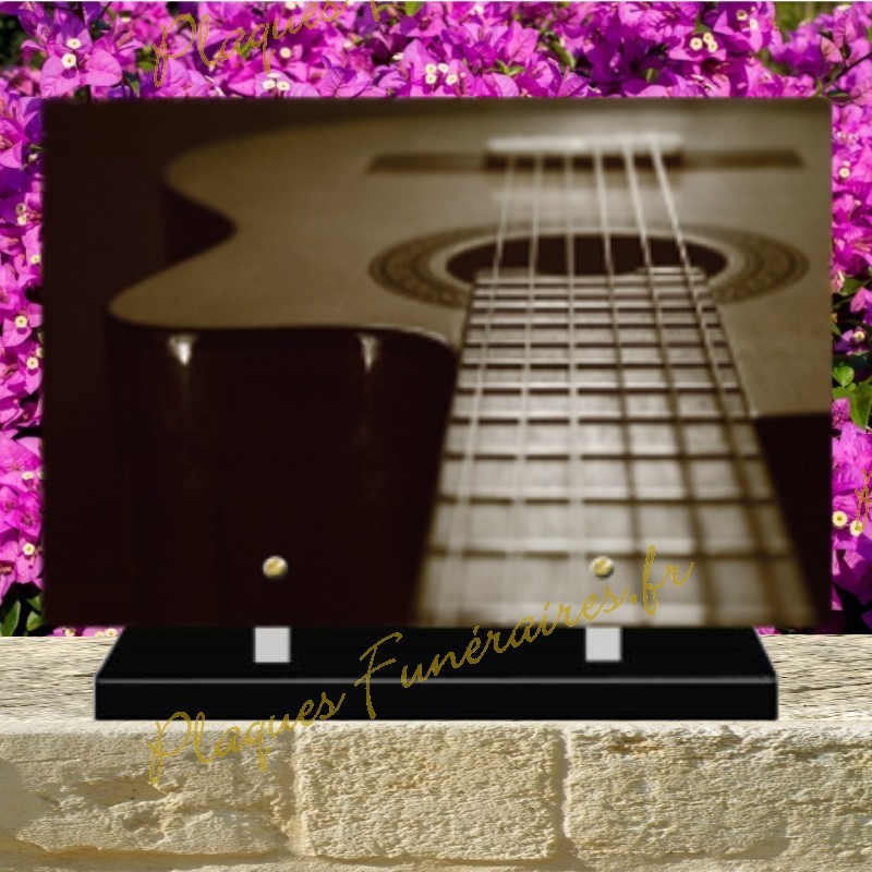 PLAQUE FUNÉRAIRE PLEXI GUITARE 02108