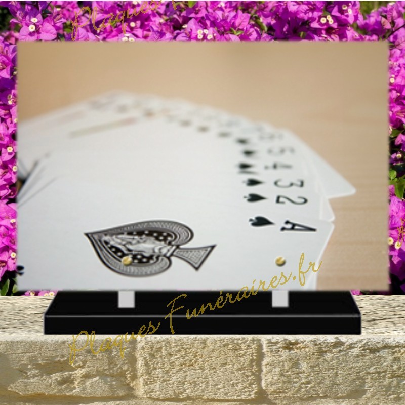 PLAQUE FUNÉRAIRE PLEXI JEU DE CARTES 02112 PLAQUE FUNÉRAIRE PLEXI JEU DE CARTES 02112