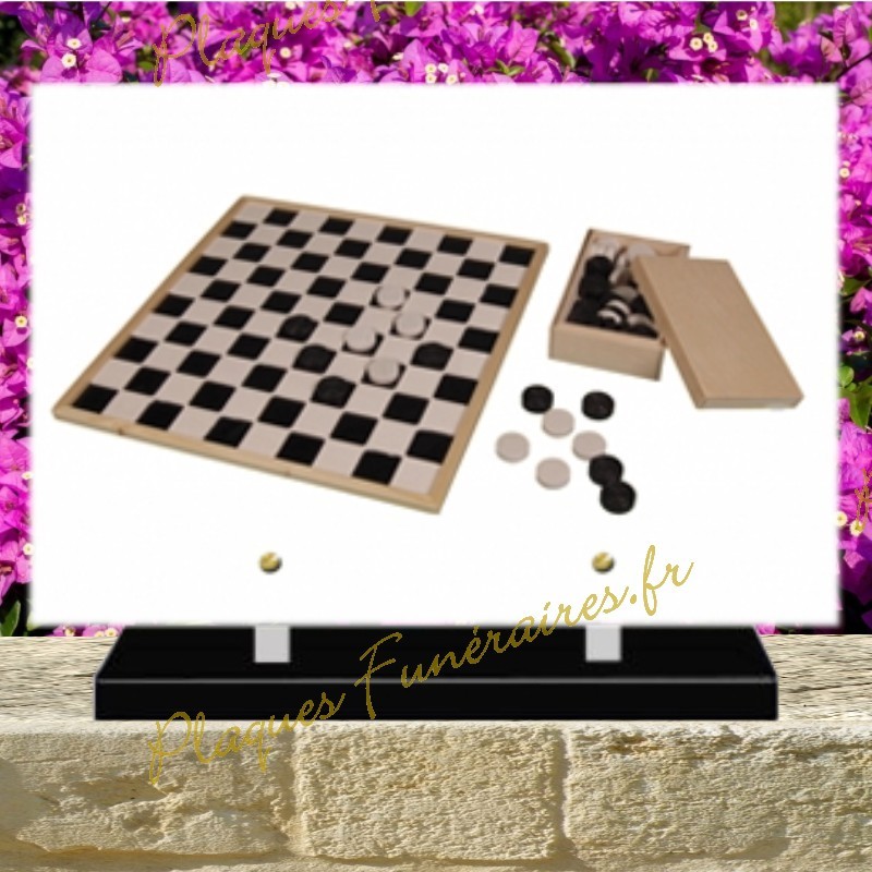 PLAQUE FUNÉRAIRE PLEXI JEU DE DAMES 02115 PLAQUE FUNÉRAIRE PLEXI JEU DE DAMES 02115
