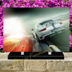 PLAQUE FUNÉRAIRE PLEXI VOITURE PORSCHE 02126