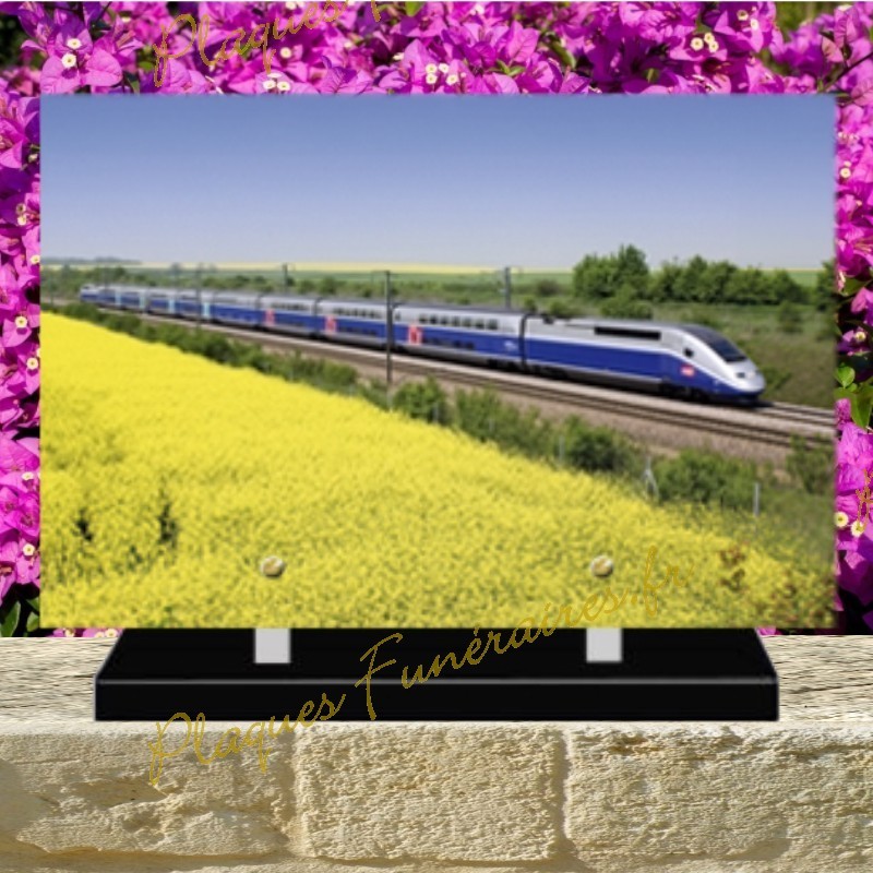 PLAQUE FUNÉRAIRE PLEXI TRAIN TGV 02130
