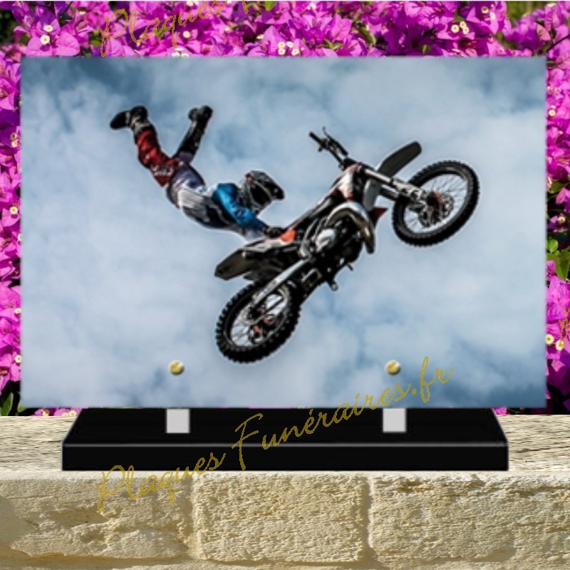 PLAQUE FUNÉRAIRE PLEXI MOTO CROSS 02131