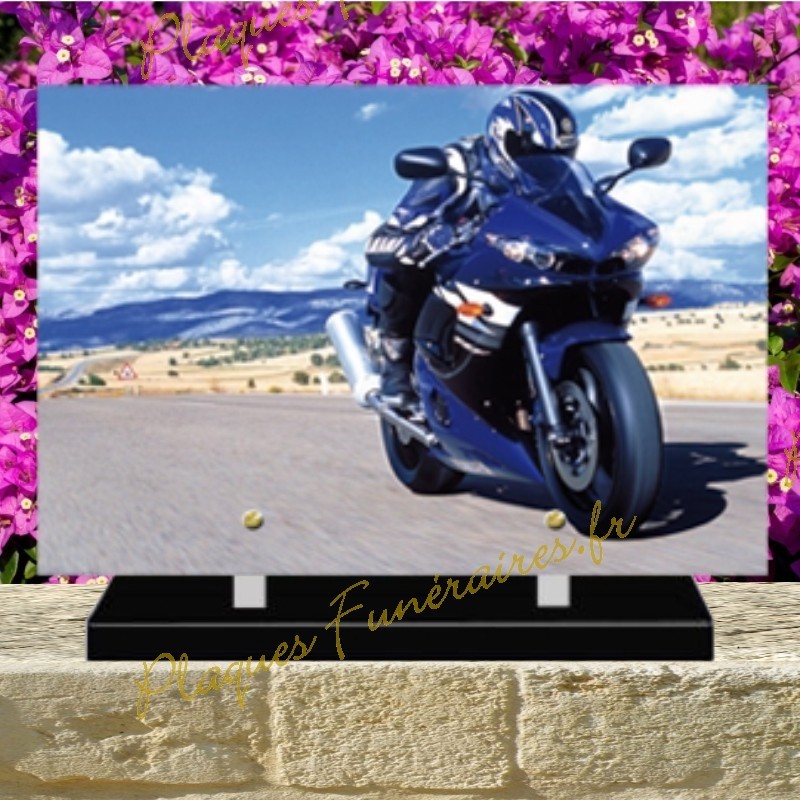 PLAQUE FUNÉRAIRE PLEXI MOTO MOTARD 02134